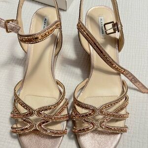 Alex Marie Rose Gold Strappy Sandals with Ankle Buckle